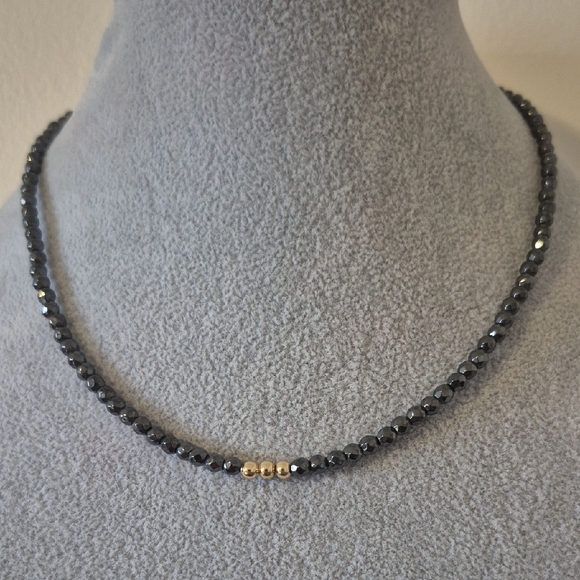 craftsman Jewelry - CHOKER & BRACLET Facted black Hematite & Round beads